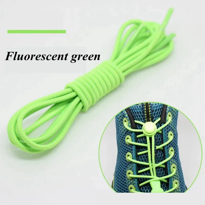1 Pair 22 Colors Elastic Shoelaces Round Locking No Tie Shoe Laces Kids Adult Quick Lazy Laces Rubber Sneakers Shoelace T1 Luxury
