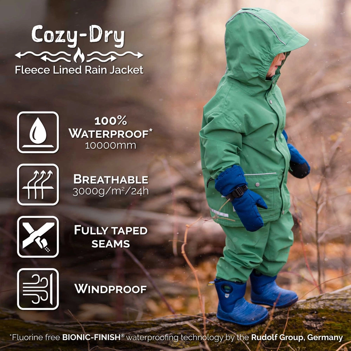 >Jan & Jul Kids Cozy-Dry Waterproof Rain Jacket - Macarons coastal