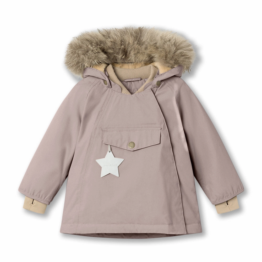 >MINI A TURE Kids WANG Winter Jacket w/ Fur Hat - Cloudy Rose Distinctive Stretchable kids' wear