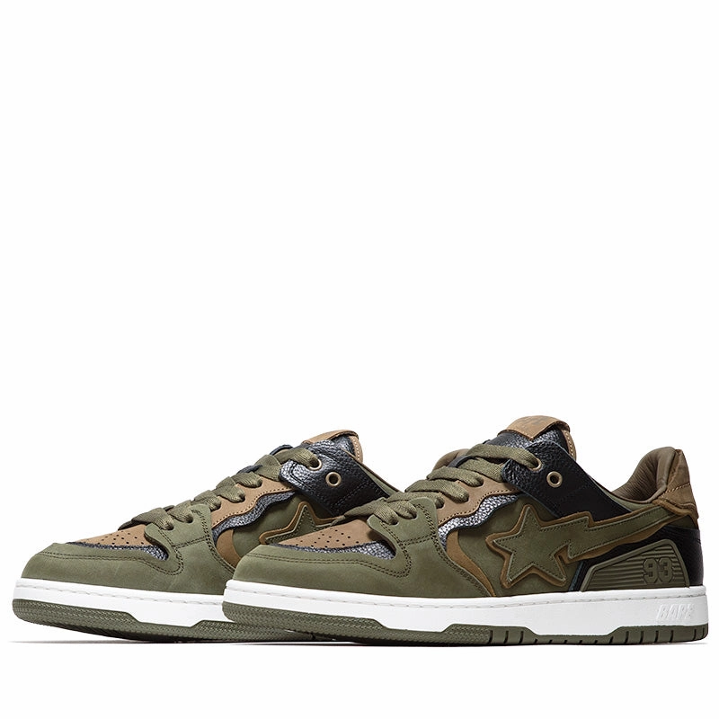 Comfortable Leather Shoes Anti Odor A Bathing Ape Sk8 Sta #6 M1 - Olive Drab
