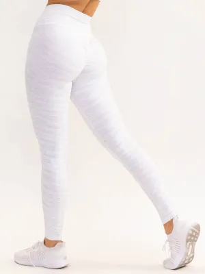 Sleek Active Wear Activate Cross Over Scrunch Leggings - Snow Grey Marl