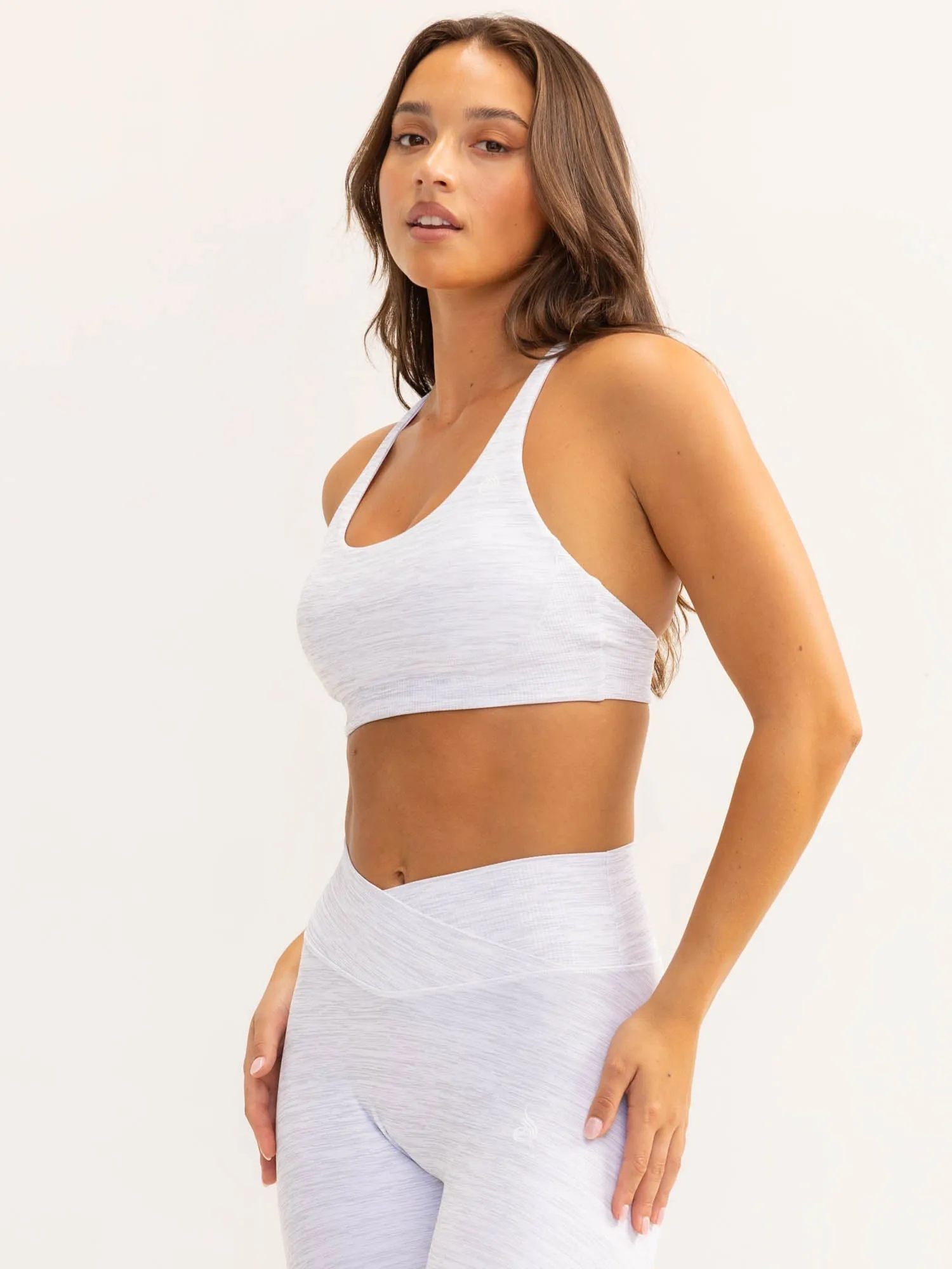 Activate Scoop Neck Sports Bra - Snow Grey Marl Wide Band Polyester