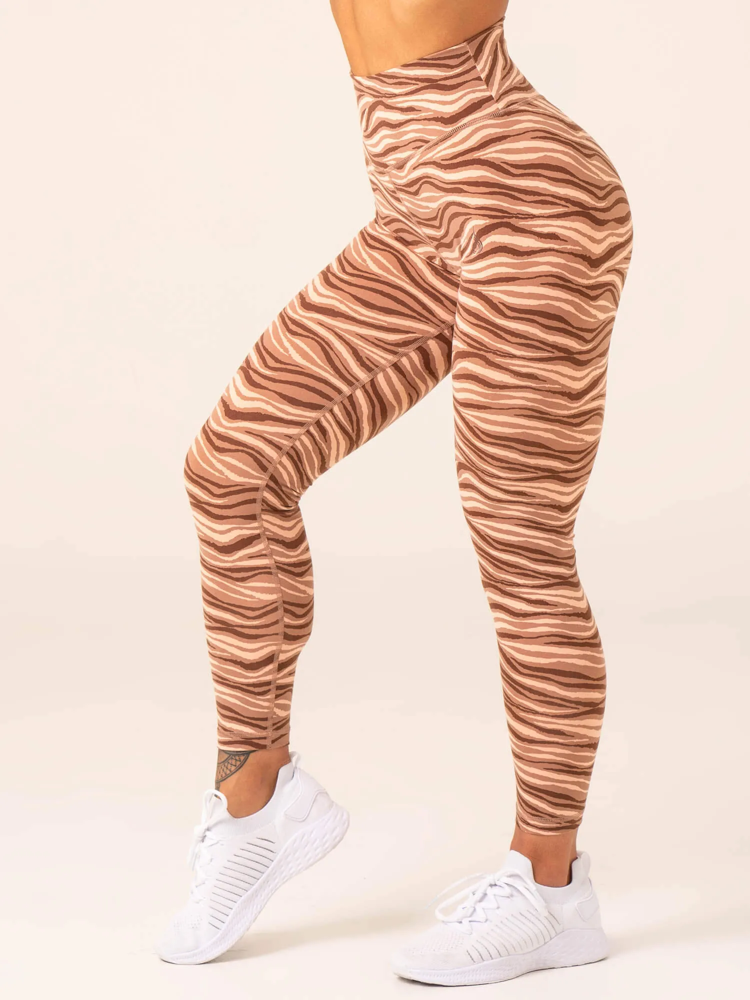 Motion Fabric Tight Shape Unstoppable High Waisted Scrunch Leggings - Mocha Zebra