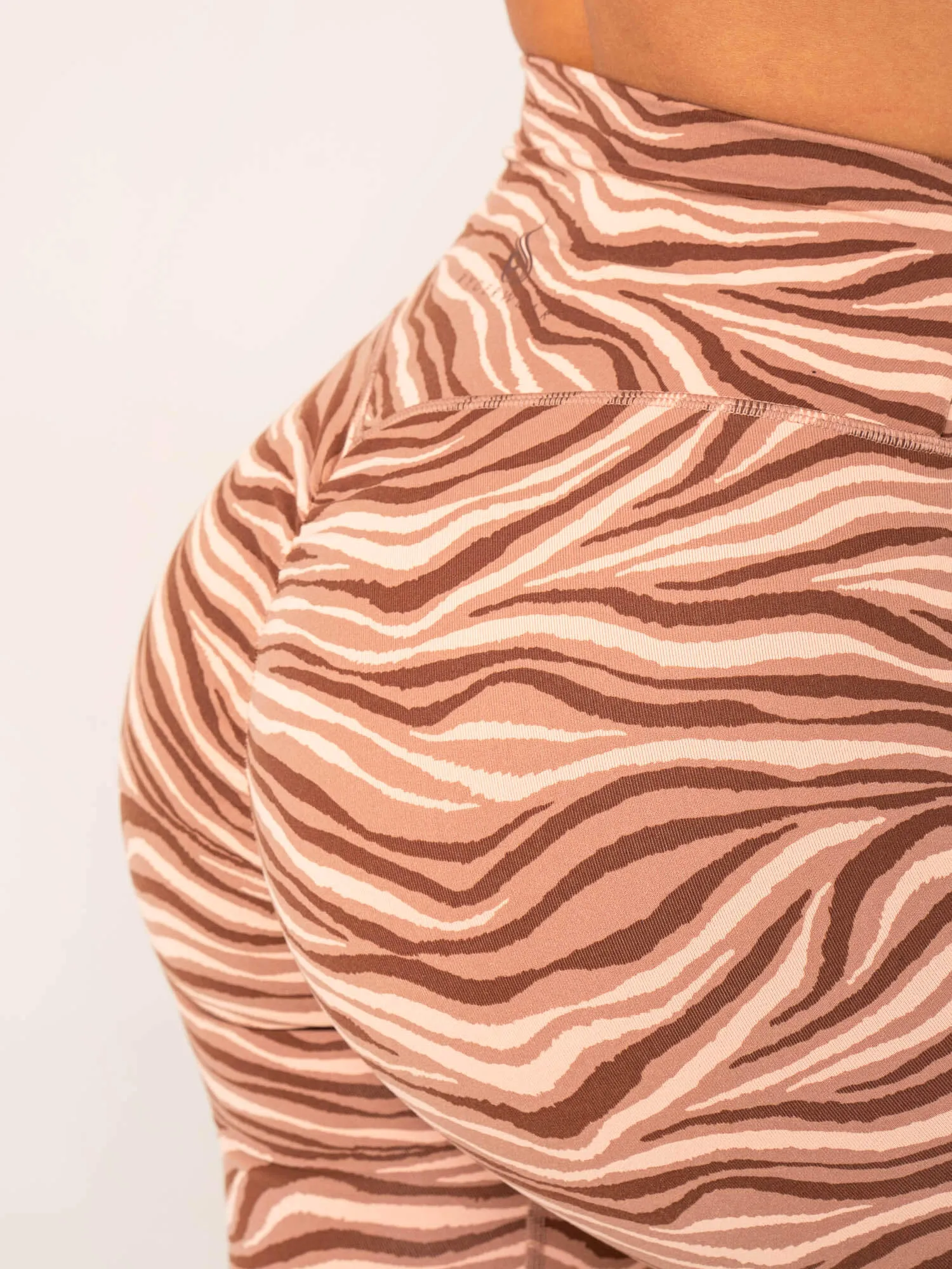 City Walk Soft Touch Unstoppable High Waisted Scrunch Leggings - Mocha Zebra