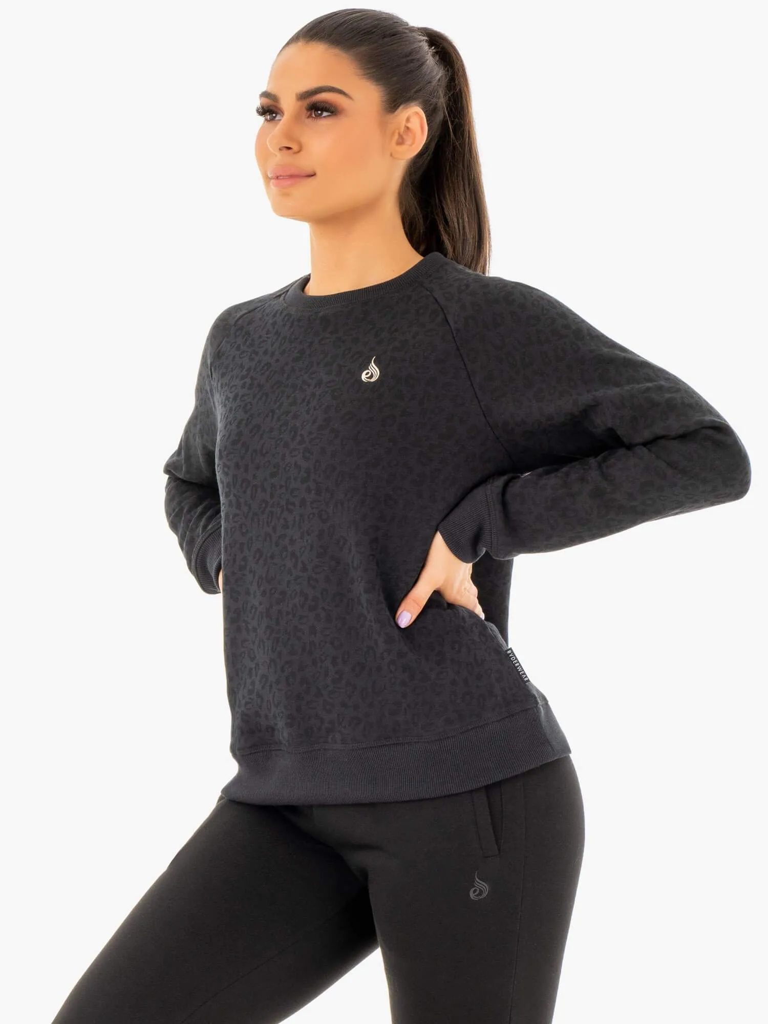 Adapt Boyfriend Sweater - Black Leopard Climb Performance Wear