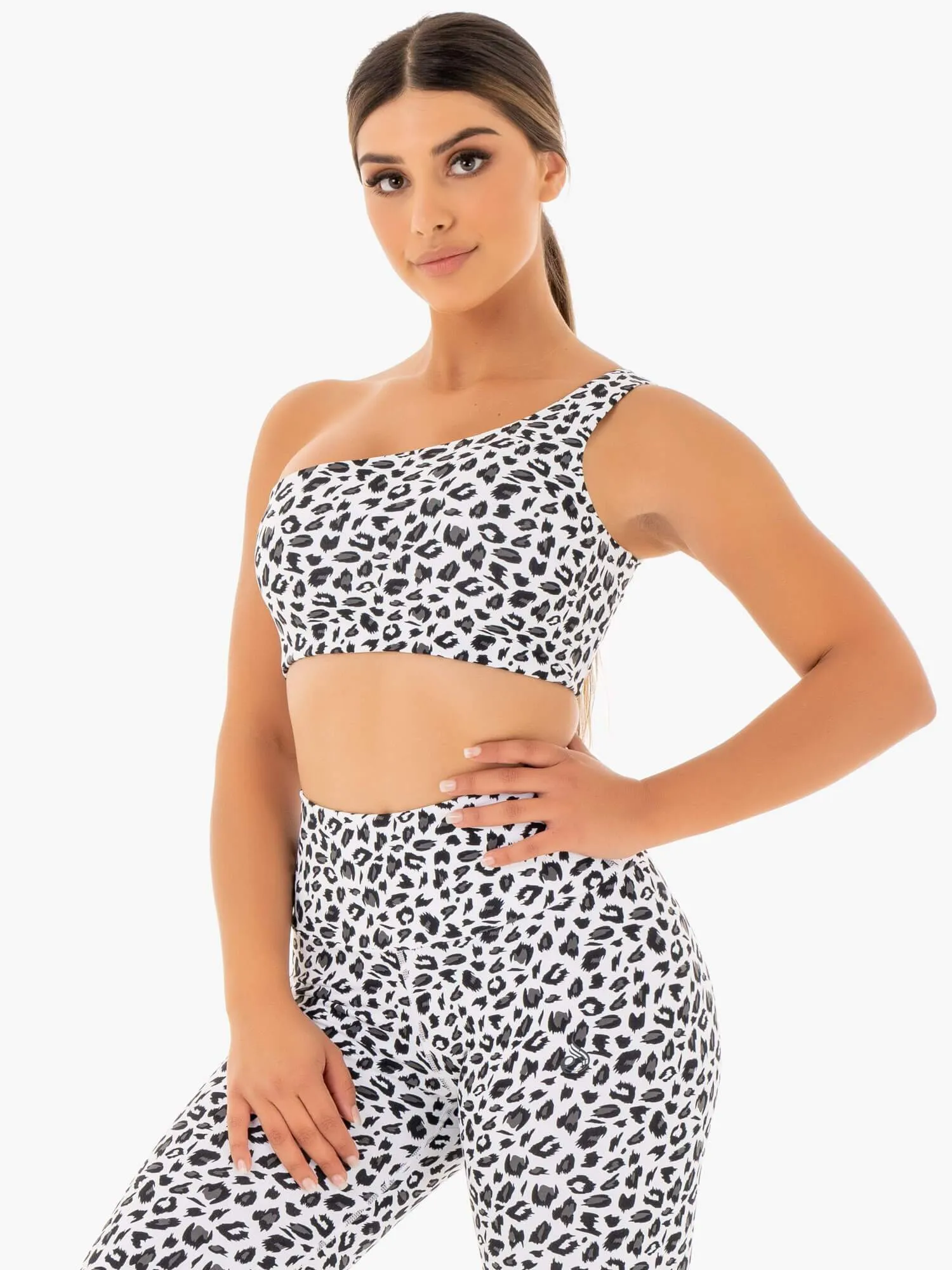 Adapt One Shoulder Sports Bra - Snow Leopard Supportive structure