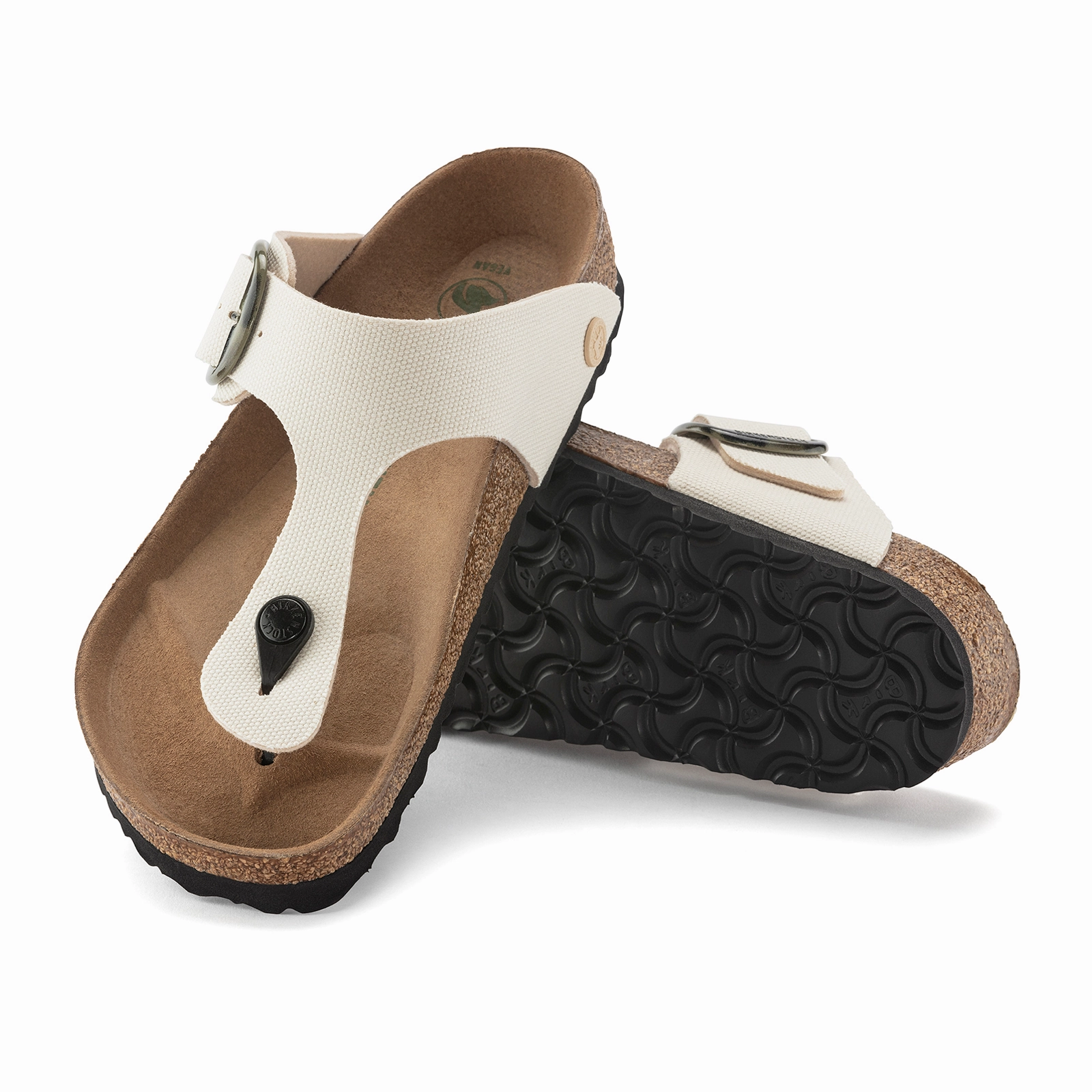 Shock Absorbing Efficient Performance Birkenstock Gizeh Big Buckle Vegan Sandal (Women) - Eggshell Canvas
