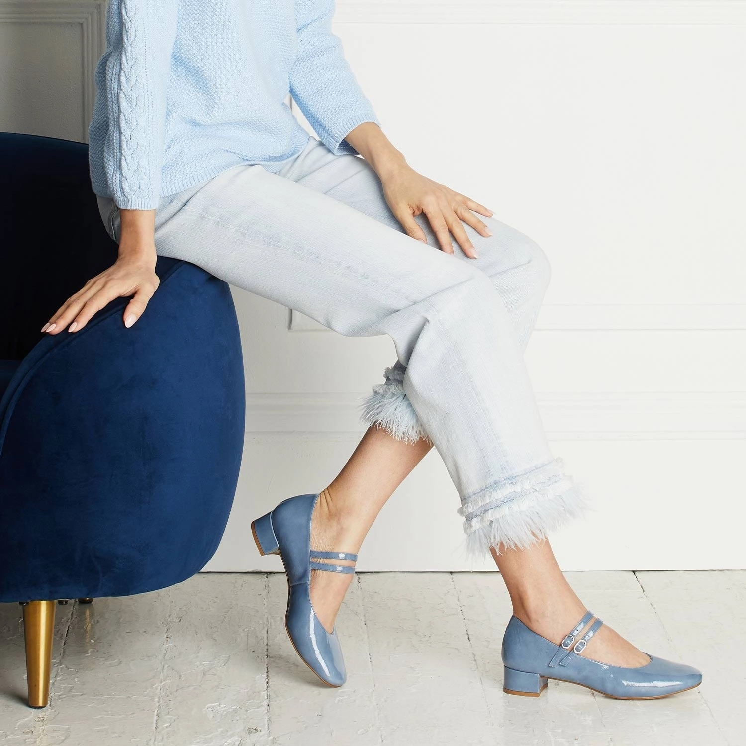 Orla: Denim Patent Leather Sand Ready