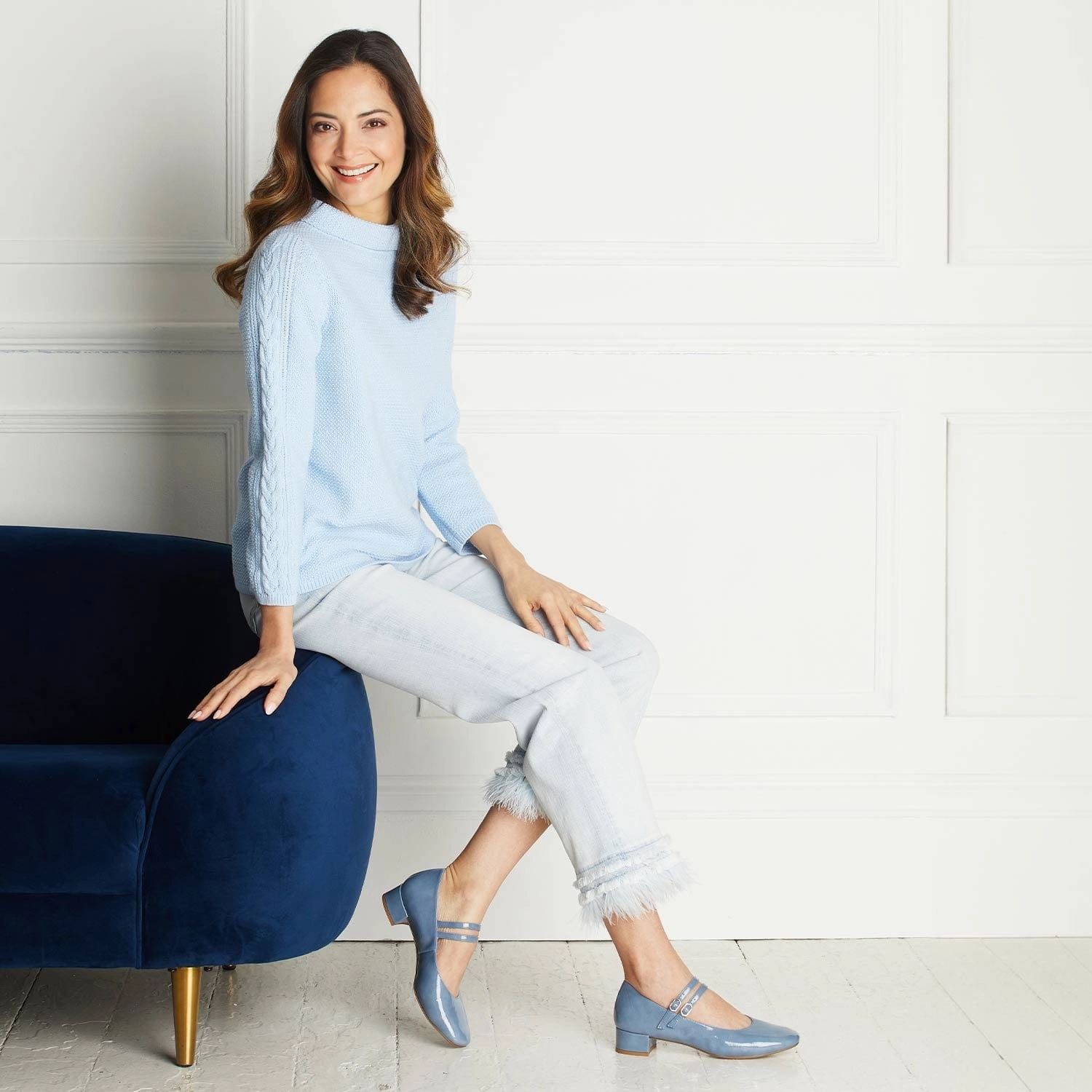 Breathable Cushioning Orla: Denim Patent Leather