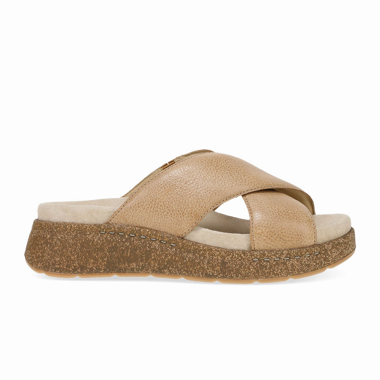 Dansko Bridget Slide Sandal (Women) - Honey Distressed Comfort Lining Minimal Slide