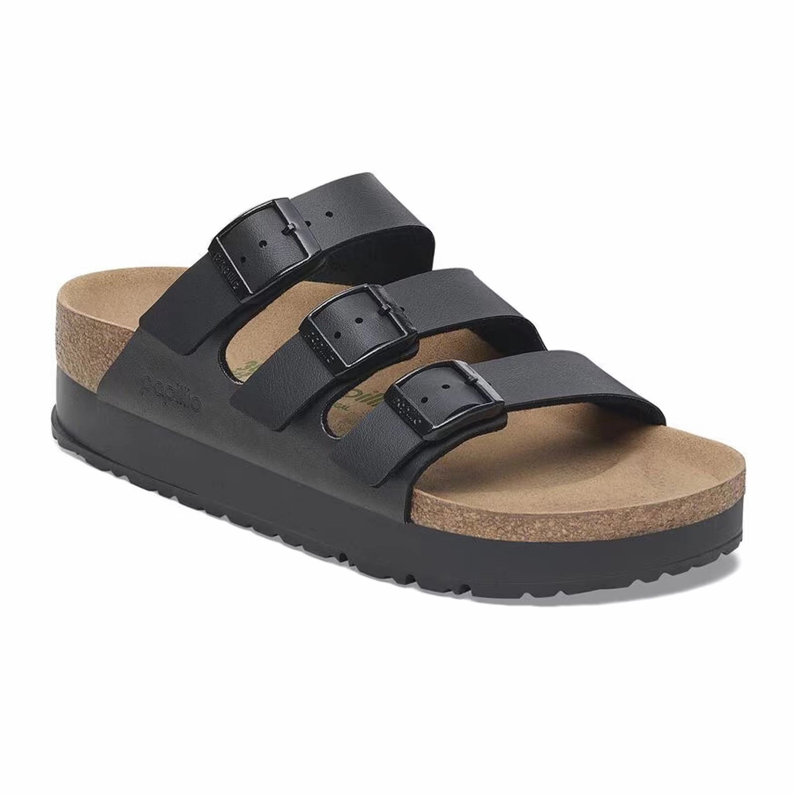 Low Top Birkenstock Florida III Platform Narrow Slide Sandal (Women) - Black Birko-Flor