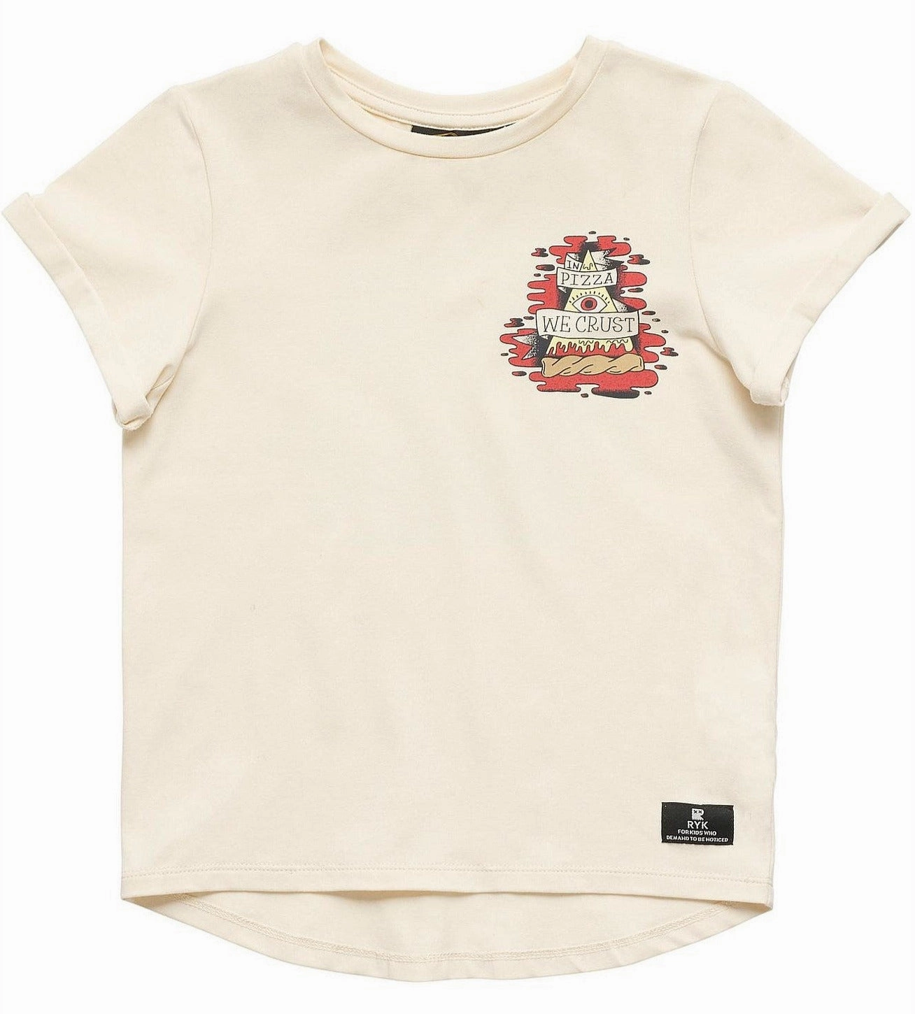 Rock Your Baby - Kids Pizza We Crust T-shirt in Oatmeal TBT1852U-IP Camouflage wear for kids