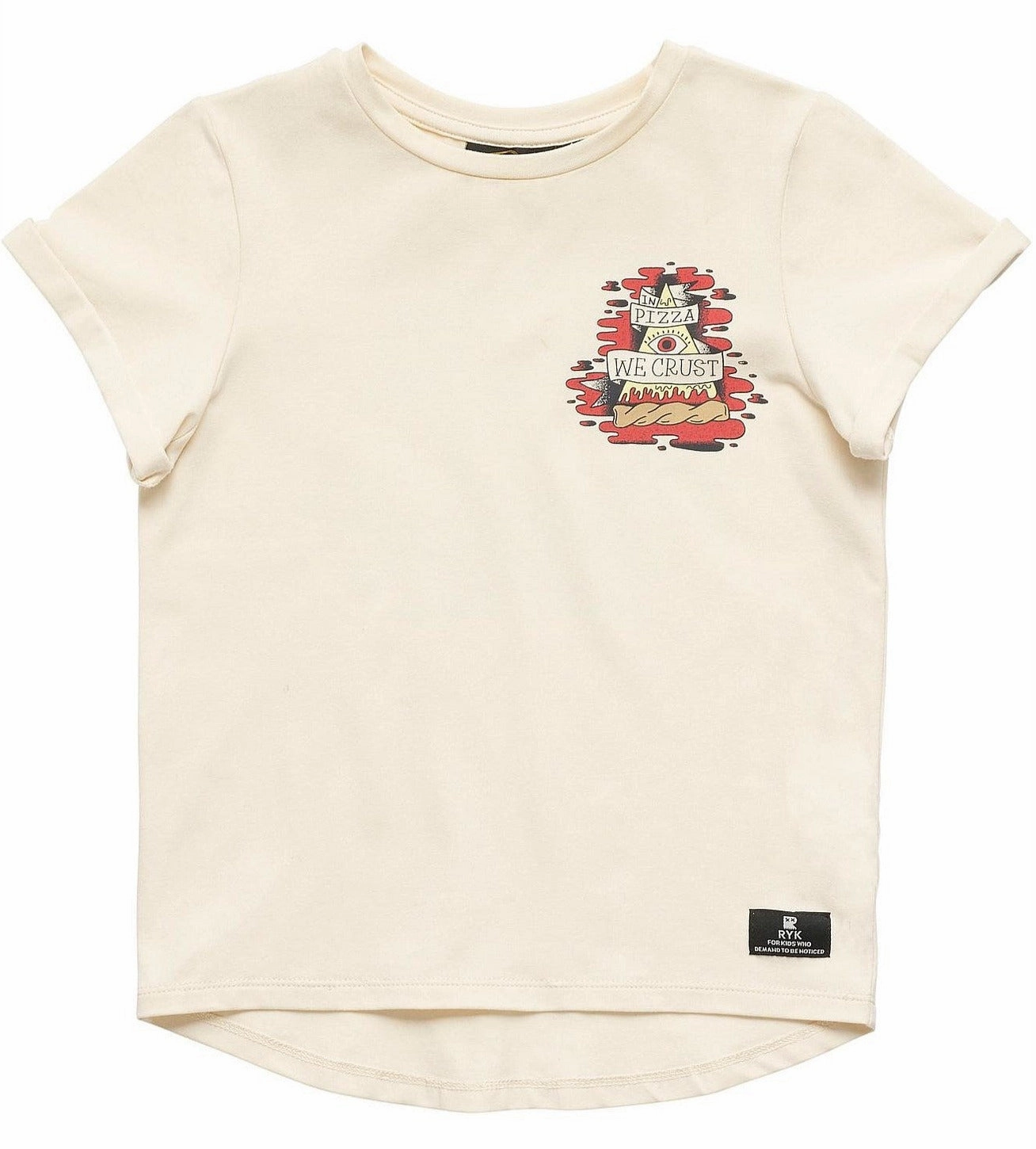 Rock Your Baby - Kids Pizza We Crust T-shirt in Oatmeal TBT1852U-IP Eye - Catching
