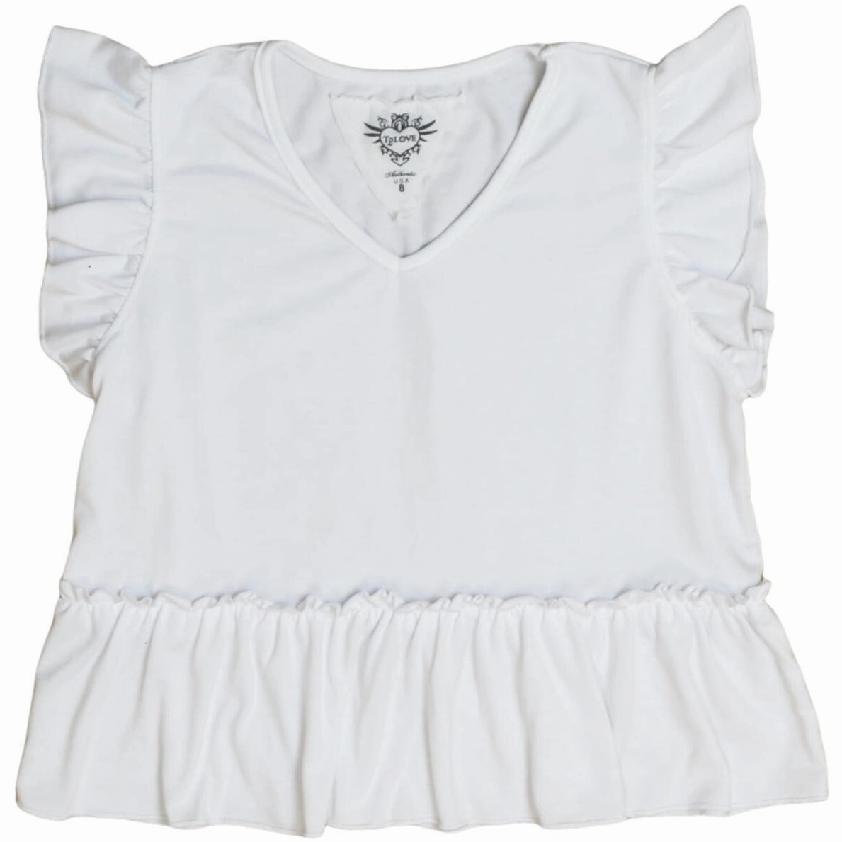 Ruffle Sleeve and Hem Top- White Sleepwear for kids Train journey clothes for children