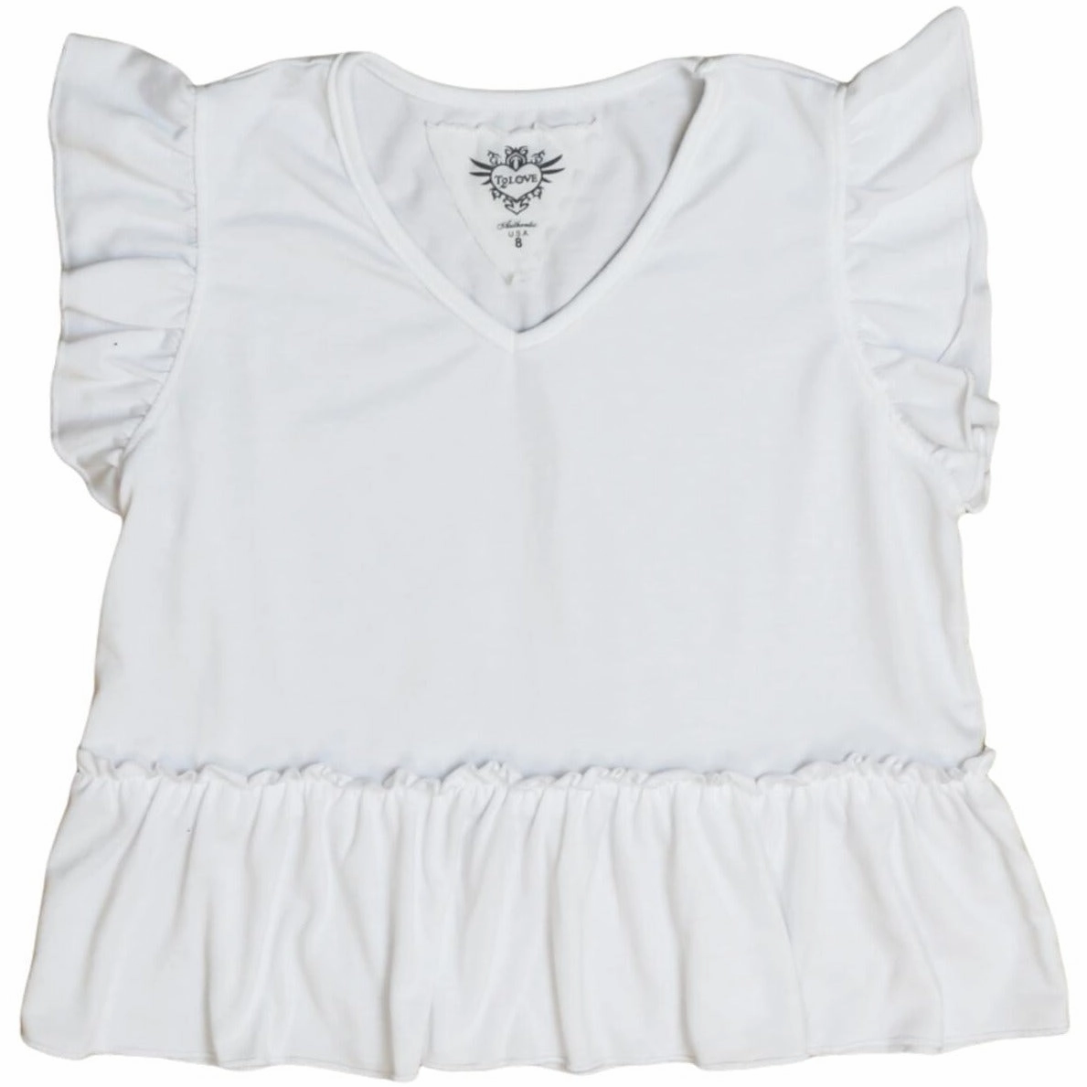 maximalist Ruffle Sleeve and Hem Top- White