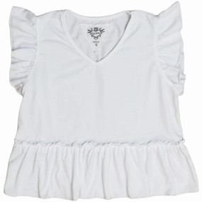 Ruffle Sleeve and Hem Top- White Sleepwear for kids Train journey clothes for children