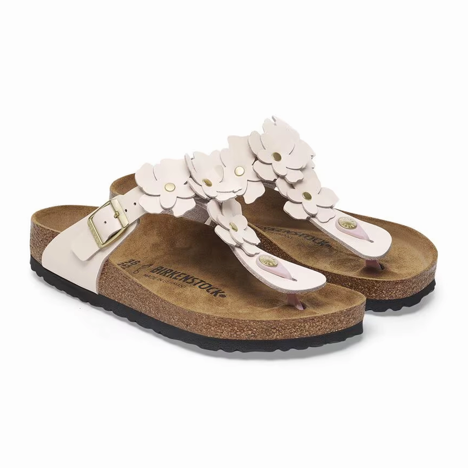 Birkenstock Gizeh Flowers Sandal (Women) - Light Rose Leather Comfortable Support