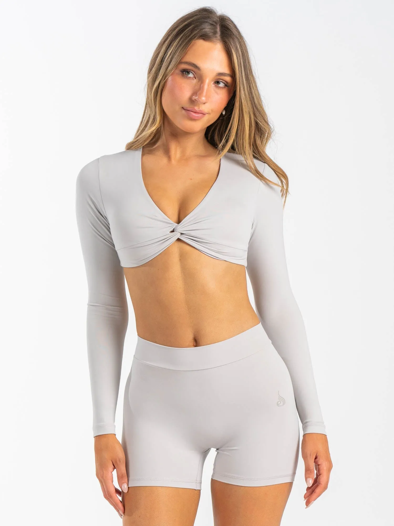 NKD Knot Long Sleeve Top - Sugar Dust Flexible Ribbing