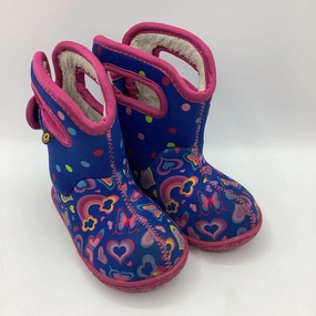 Size 5: Bogs Blue/Colorful Butterfly Insulated Rain Boots Comfort Boots Wear
