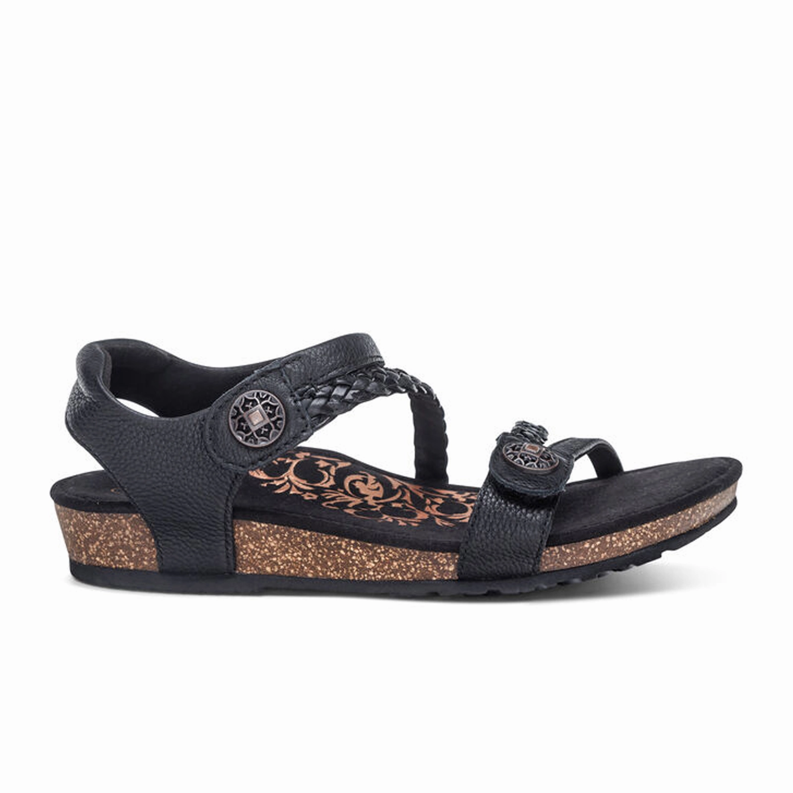 Aetrex Jillian Braided Backstrap Sandal (Women) - Black Breathable Upper Water Repellent