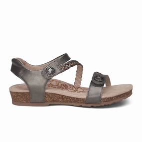 Aetrex Jillian Braided Backstrap Sandal (Women) - Gunmetal heel cup
