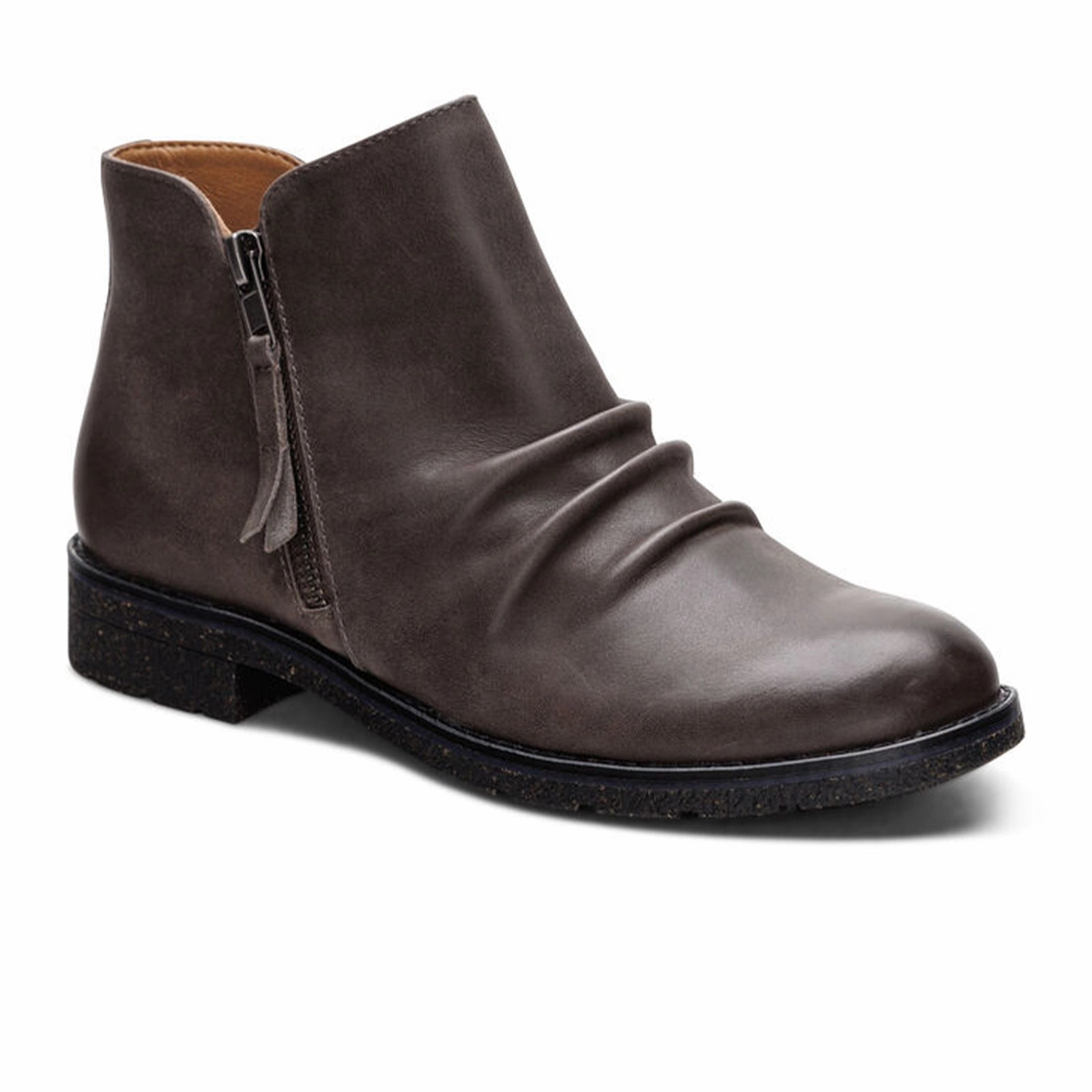 Distressed Look Resort Style Aetrex Mila Ankle Boot (Women) - Charcoal Grey