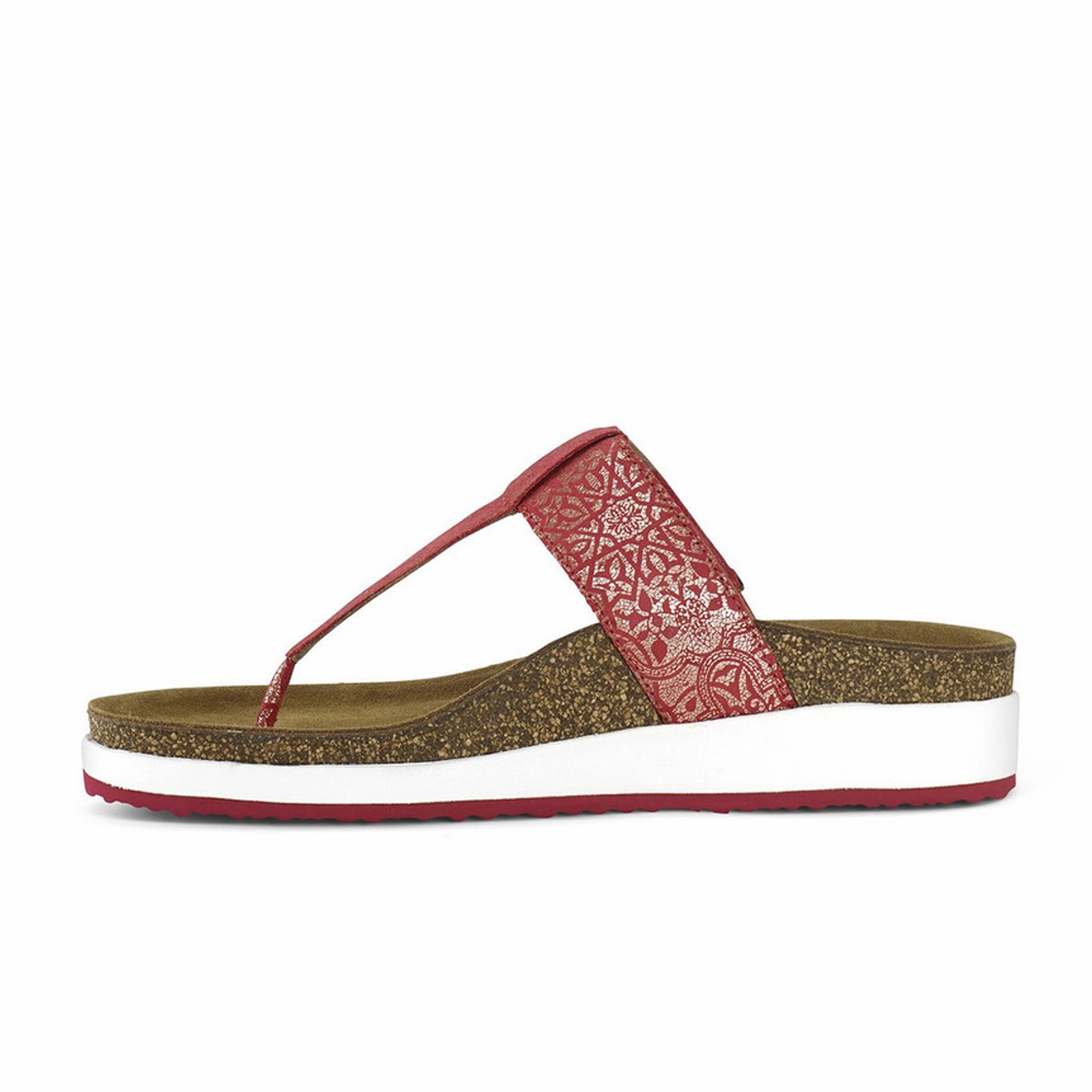 Easy Beach Footwear Cushioned Insole Aetrex Phoebe Sandal (Women) - Red Metallic