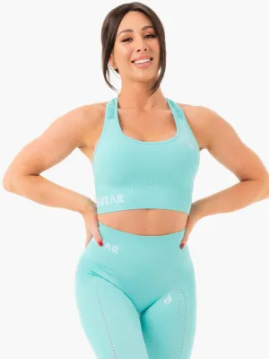 Multi Directional Stretch Warm-up Seamless Staples Sports Bra - Aqua Marl