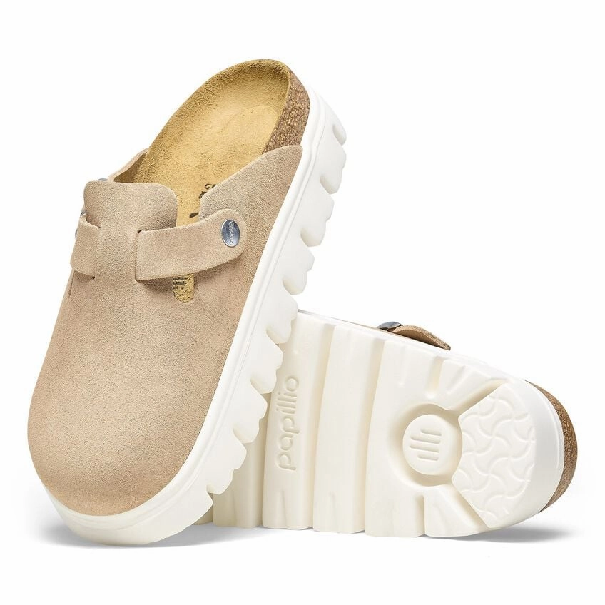 hiker Birkenstock Boston Chunky Suede Leather Warm Sand