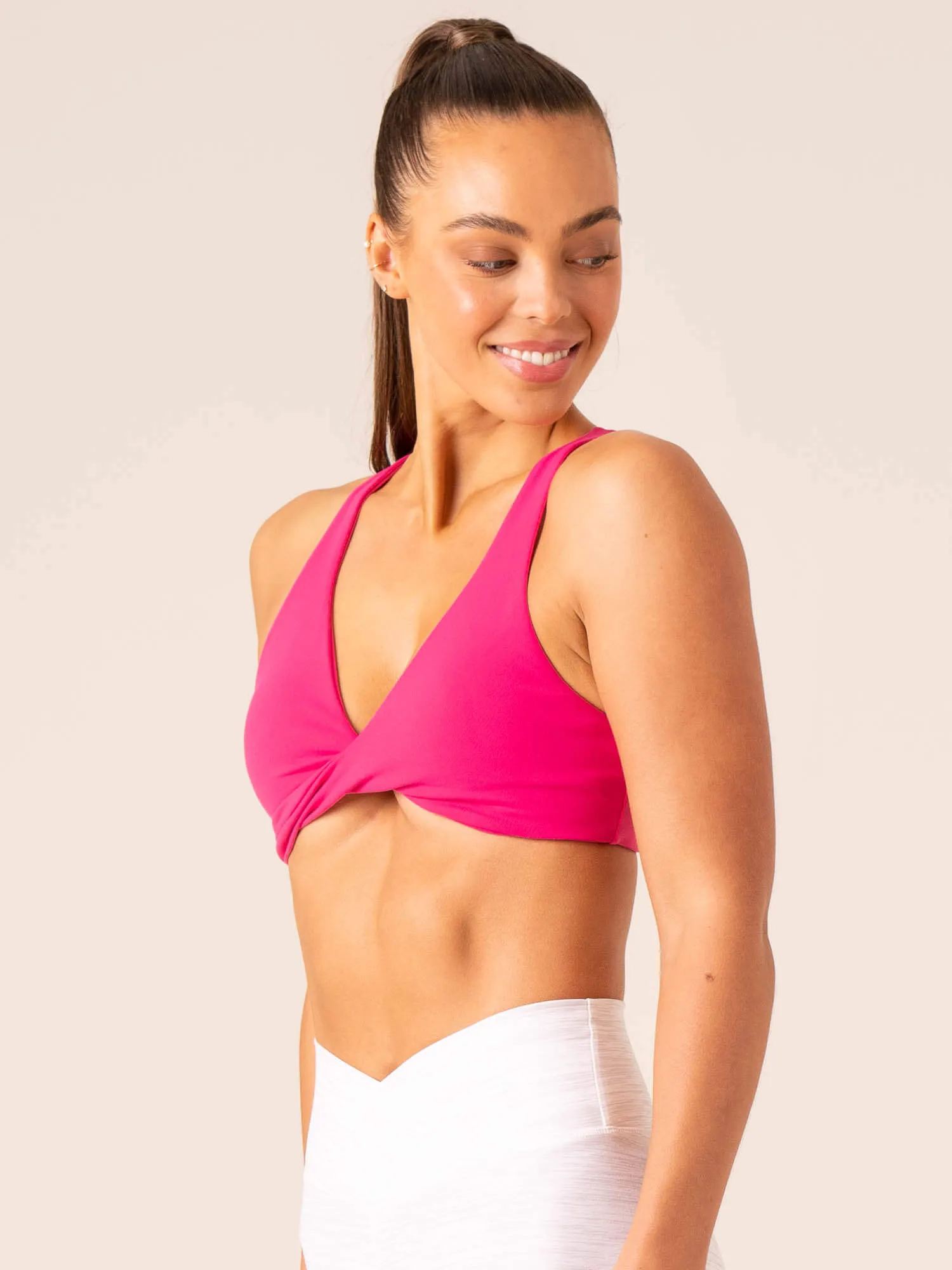 Momentum Twist Sports Bra - Hot Pink Sleeveless