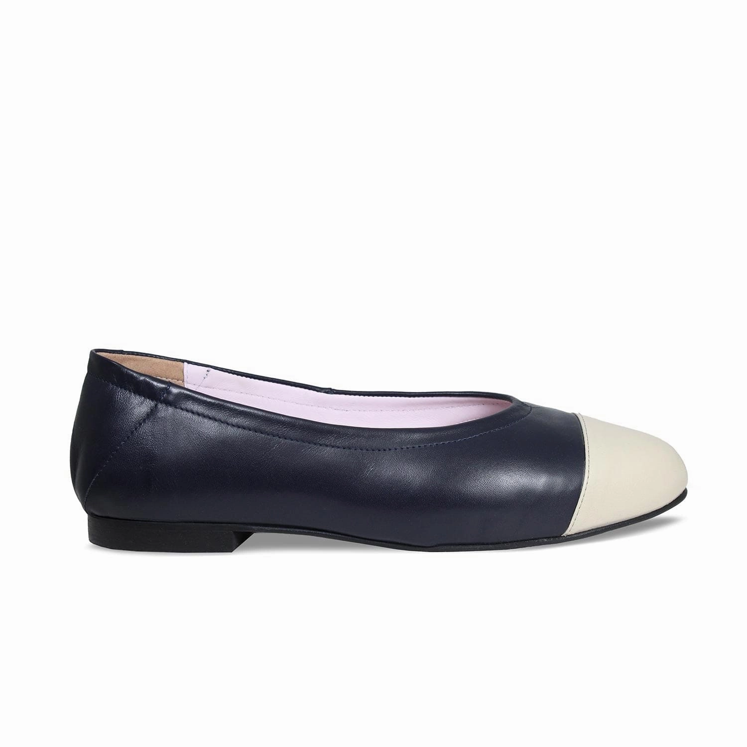 Toe box Luna: Navy & Cream Leather