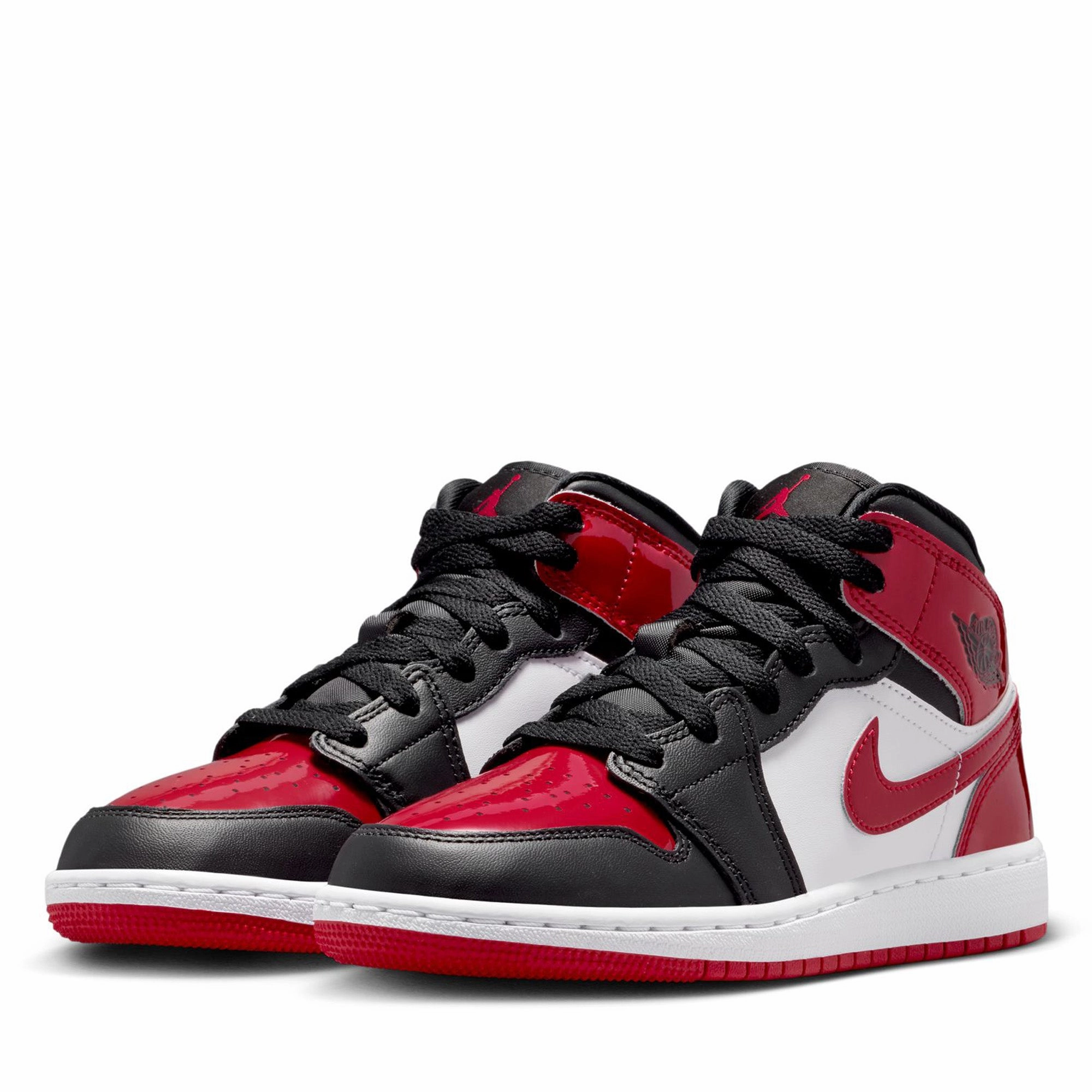 Air Jordan 1 Mid (GS) - Black/Varsity Red Stylish Leather Shoes