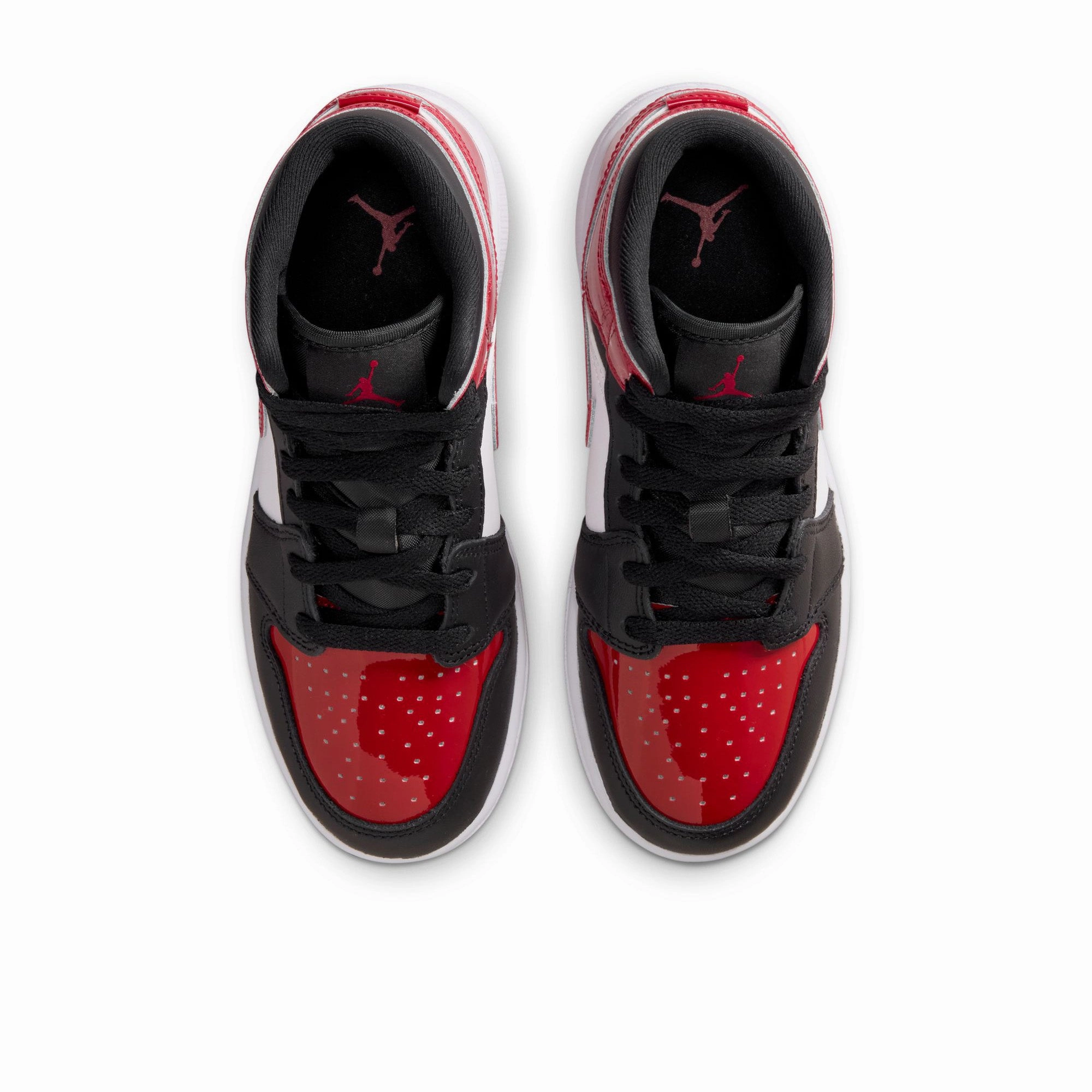 Air Jordan 1 Mid (GS) - Black/Varsity Red Stitched Detailing Soft Firm