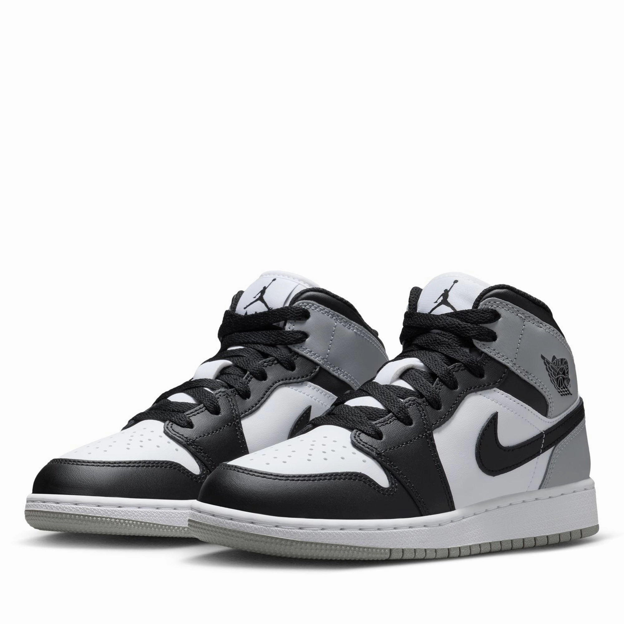 Air Jordan 1 Mid (GS) - White/Light Smoke Grey Soft Texture