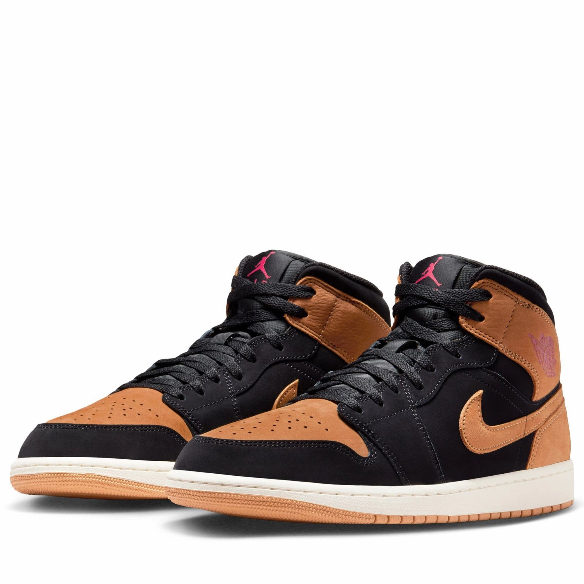 Air Jordan 1 Mid SE - Black/Flax Narrow Width Smooth Finish