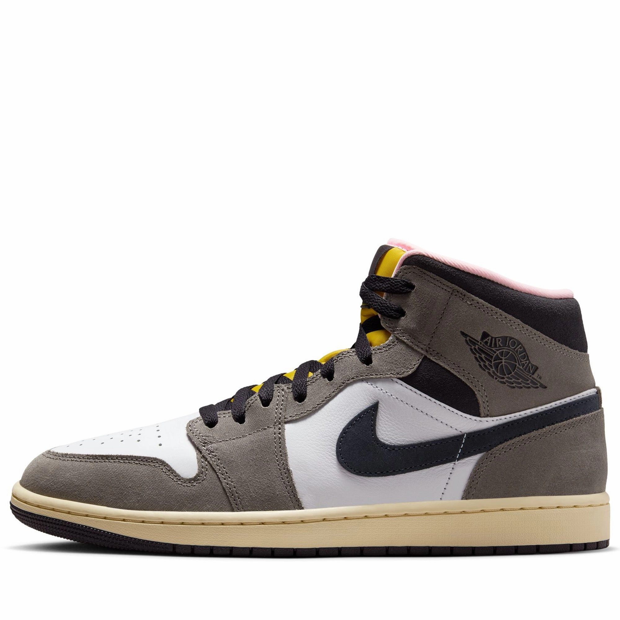 Youth Edge Air Jordan 1 Mid SE - White/Oil Grey