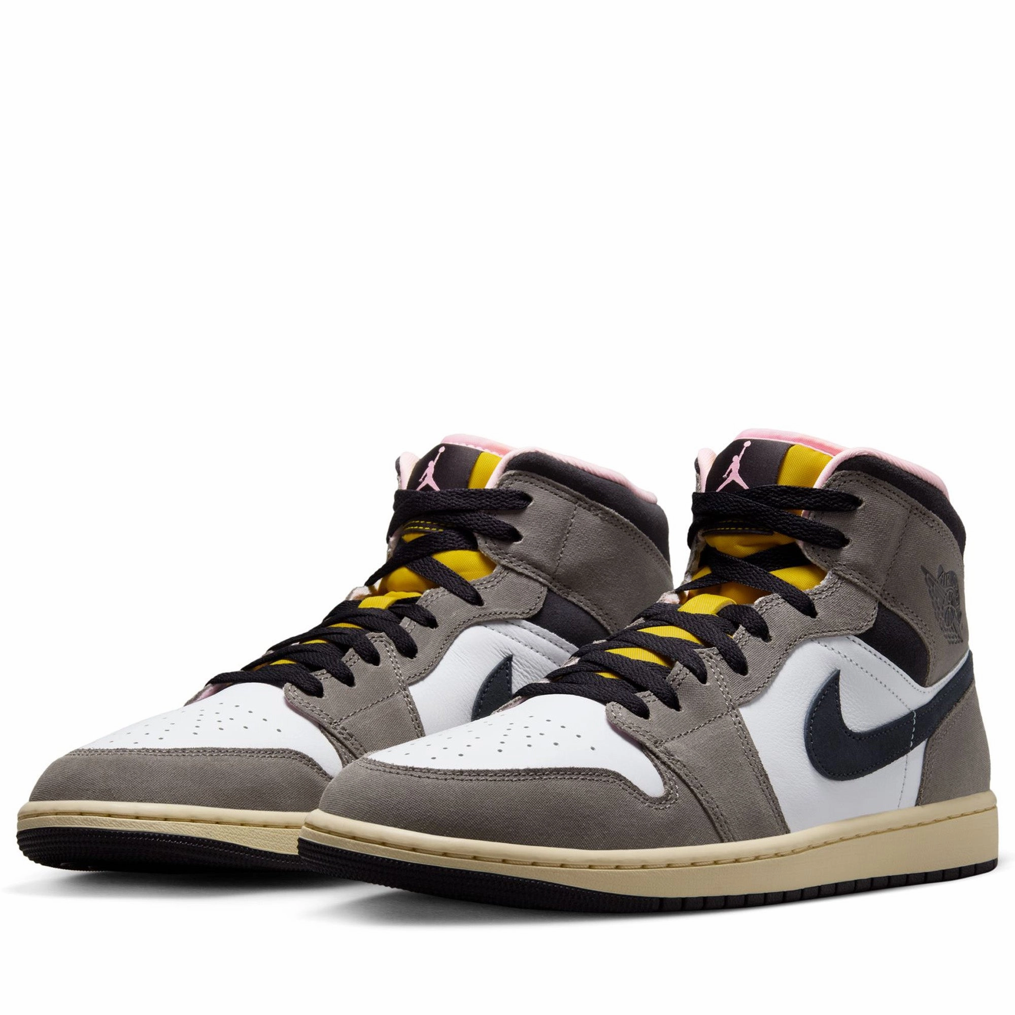 Air Jordan 1 Mid SE - White/Oil Grey Casual Everyday Footwear