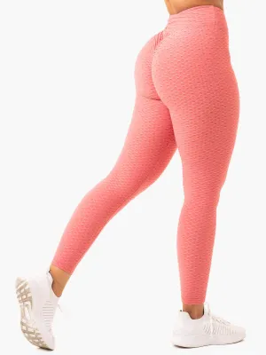 Dance Studio Mesh Panel workout wear Optic Scrunch Bum Leggings - Lipstick Pink