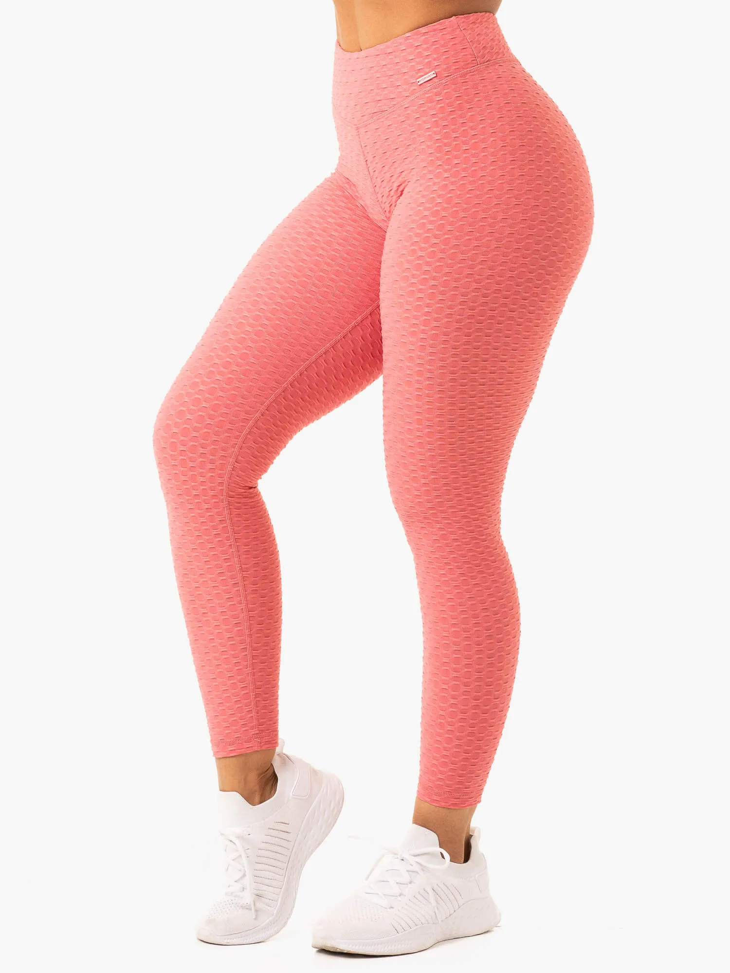 Travel Enthusiast Flexible Wear Reinforced Stitching Optic Scrunch Bum Leggings - Lipstick Pink