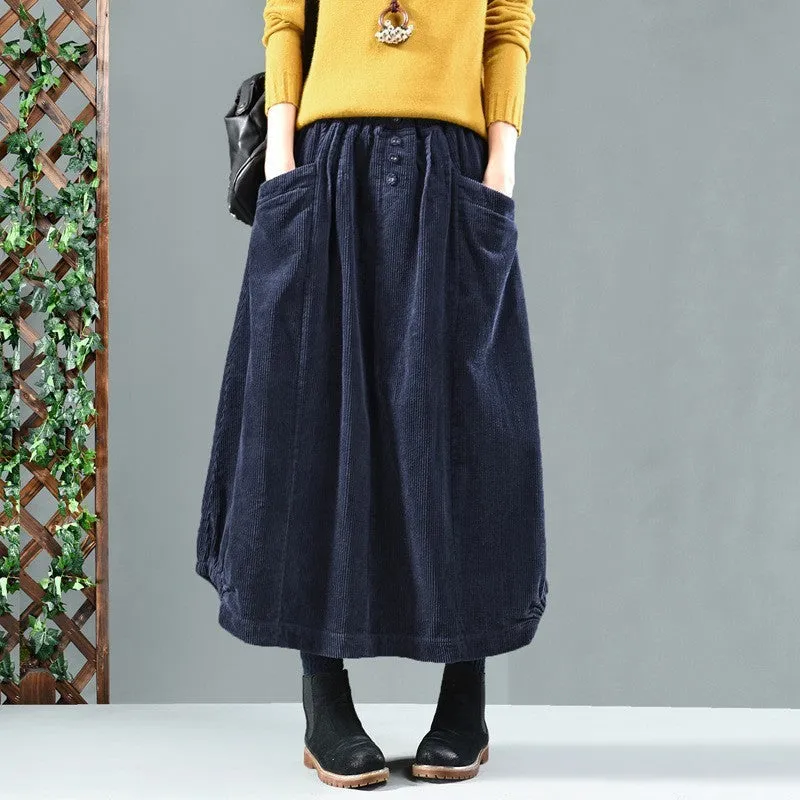 Smart Comfort Neutral palette Babakud Women Autumn Retro Classic Cotton Corduroy Skirt