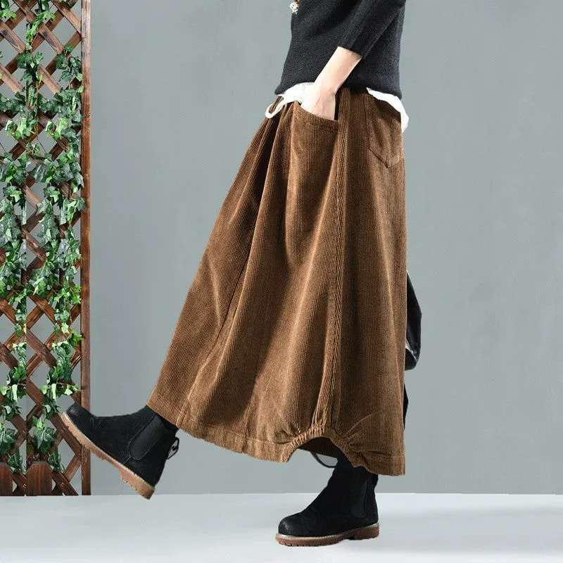 Babakud Women Autumn Retro Classic Cotton Corduroy Skirt Figure Flattering Abrasion resistant