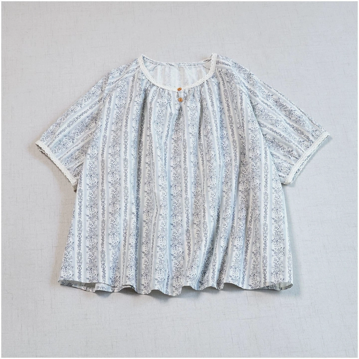 Basic Dress Heather Effect Finish Summer Retro Cotton Round Neck Floral Loose T-Shirt