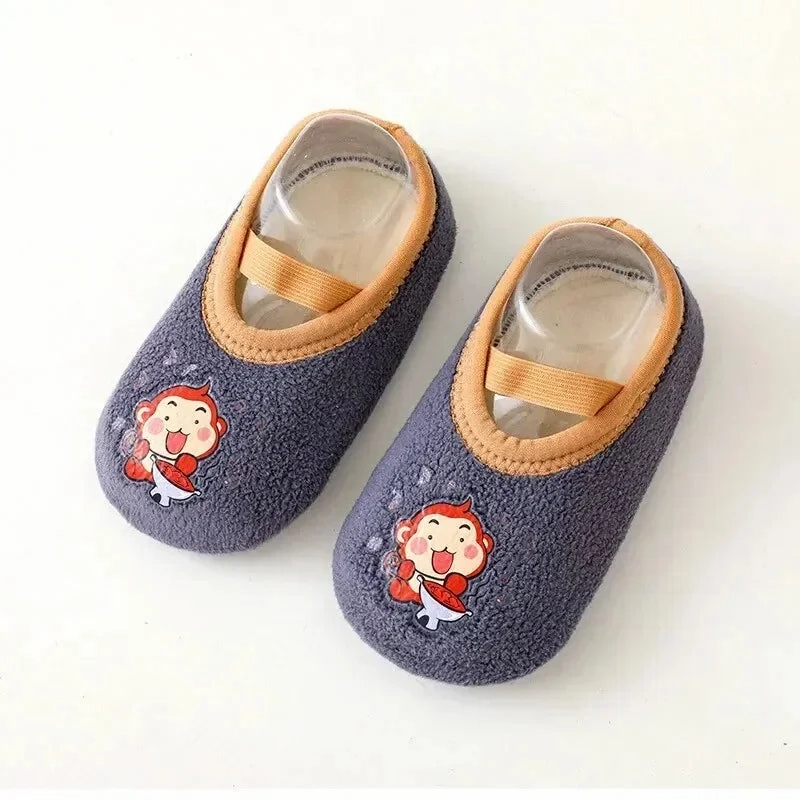 Neutral Flexible Fit Baby Anti-slip Socks Newborn Warm Crib Floor Shoes with Rubber Sole for Children Boy Toddler Foot Girl Infant Cute Kids Slippers