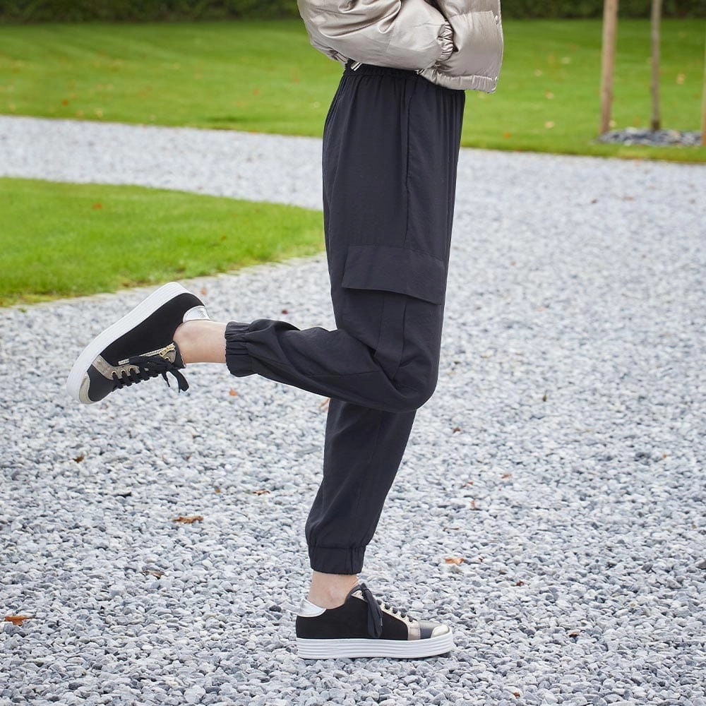 Comfort Fit Upper Hero: Black Leather & Metallic