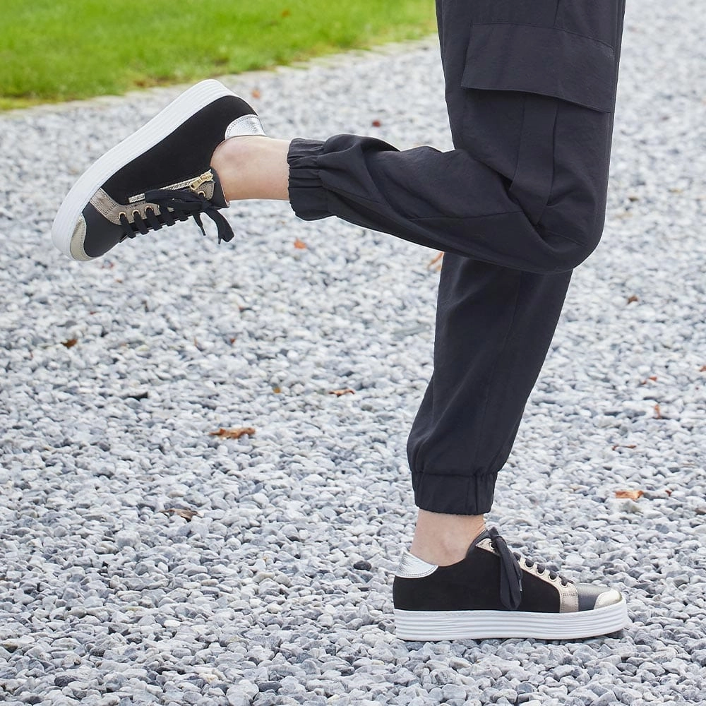 Hero: Black Leather & Metallic High Rebound Sole