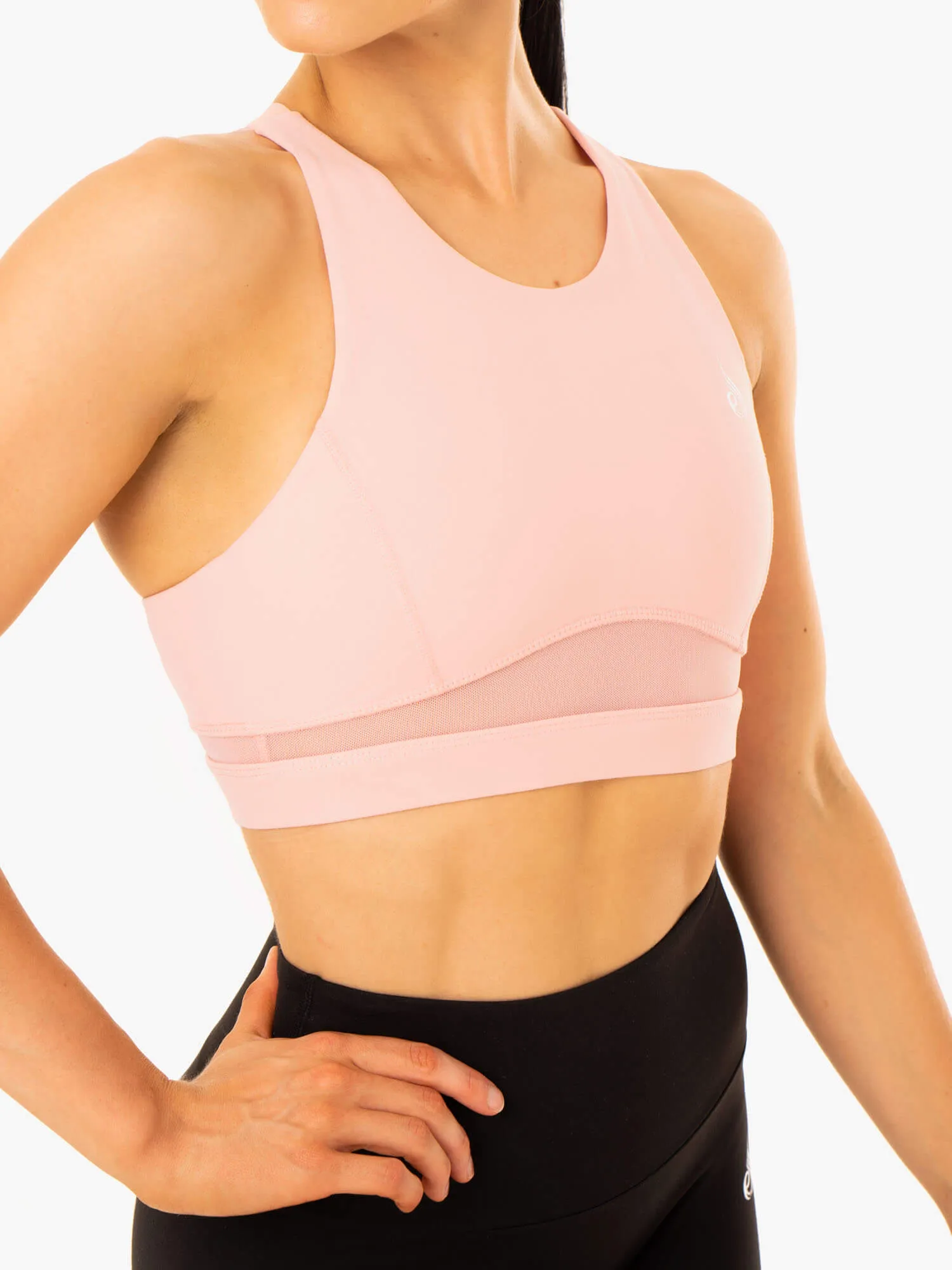 Amazon Mesh Sports Bra - Baby Pink Zigzag stitching seams