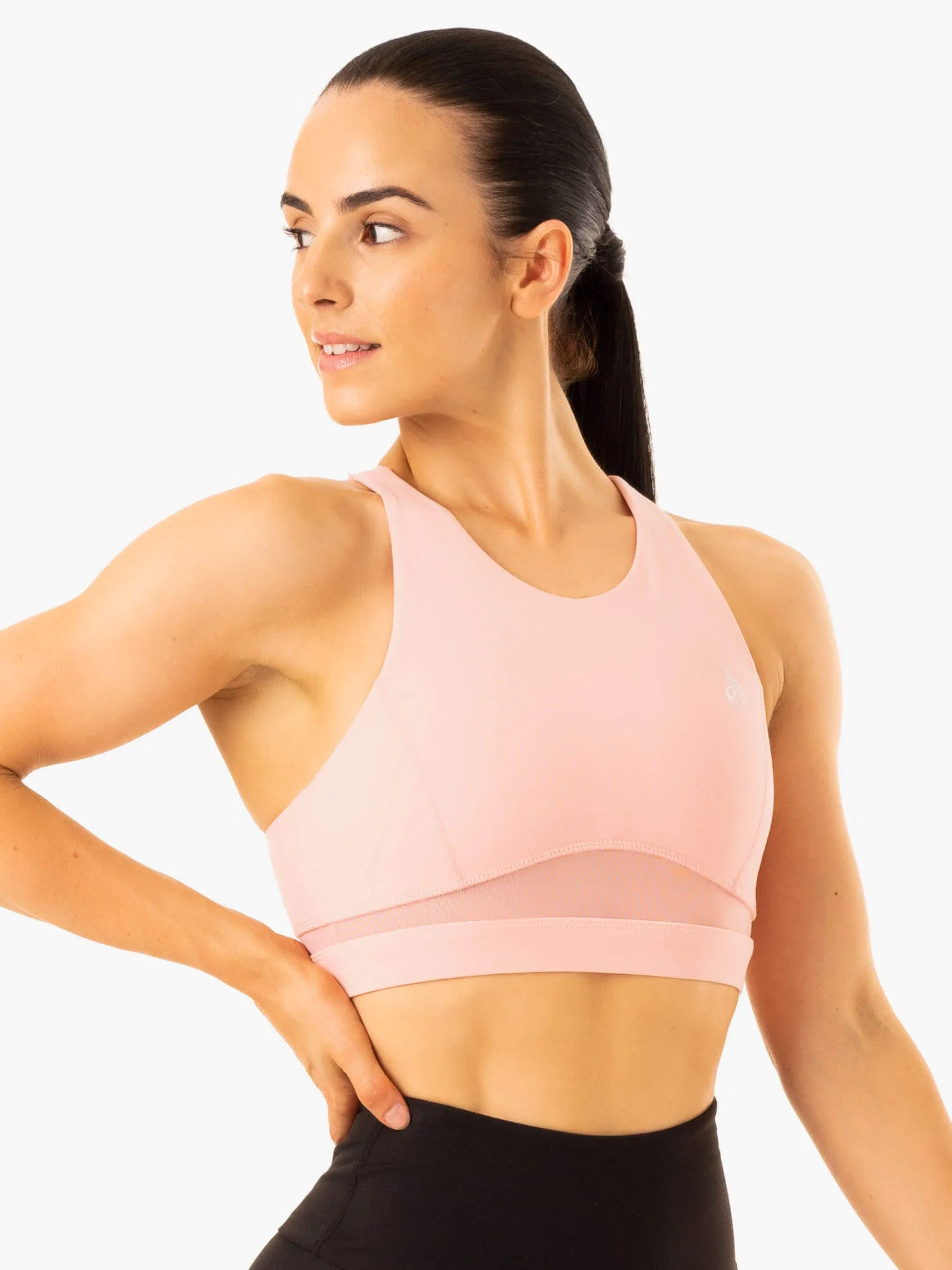 Amazon Mesh Sports Bra - Baby Pink Decorative stitching Oversized Fit