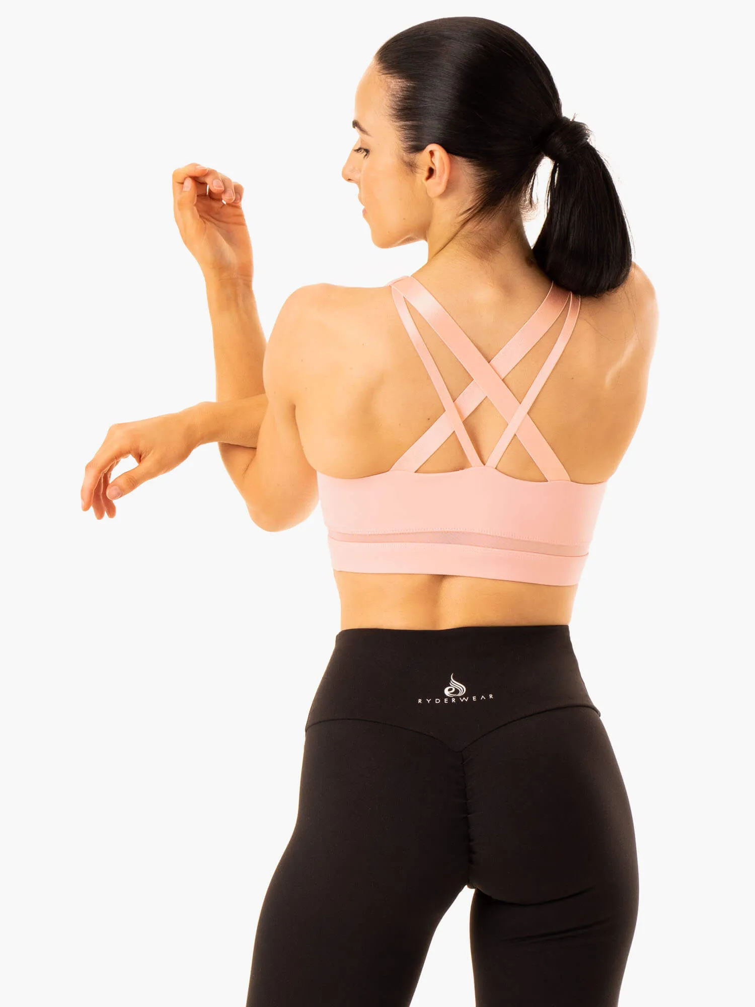 Zipped seams Supportive Fit Amazon Mesh Sports Bra - Baby Pink