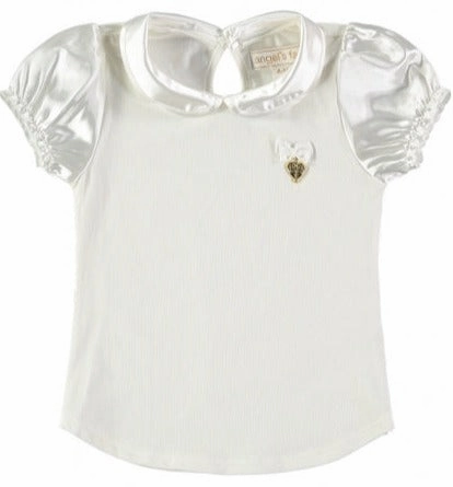 Angel's Face Girls Satin Short Sleeves Top - White Youngsters' outfits