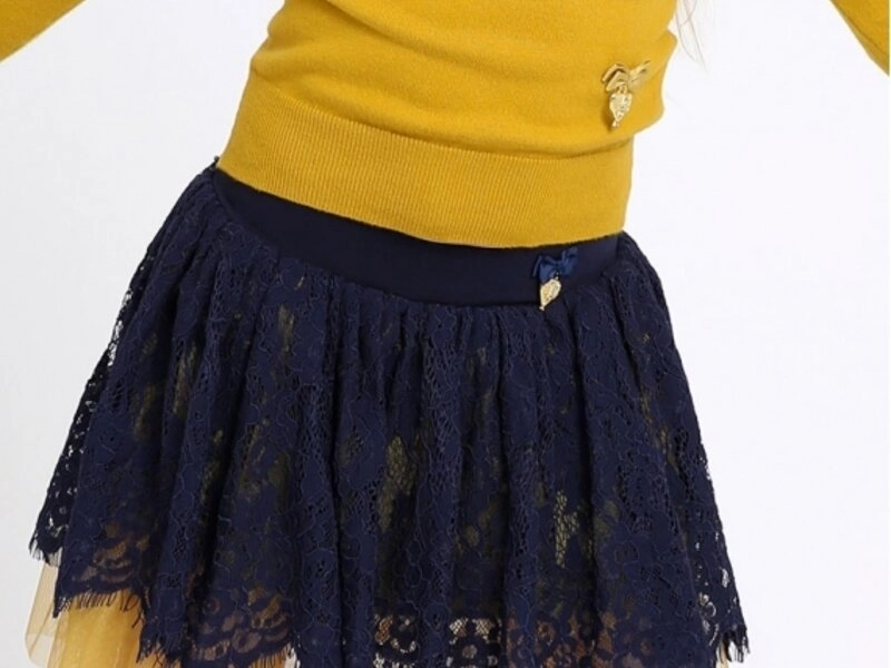 Angel's Face Girls Serena Skirt Navy With Dijon Green Non - toxic